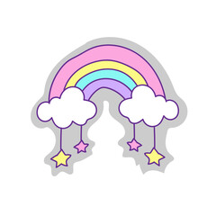 cute childish rainbow with cloud