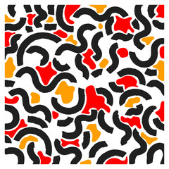 Black and white abstract wavy lines rounded irregular circular shapes seamless pattern vector illustration.