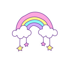 cute childish rainbow with cloud