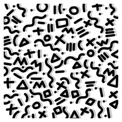 Black and white abstract wavy lines rounded irregular circular shapes seamless pattern vector illustration.