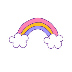 cute childish rainbow with cloud