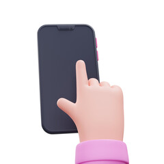 3D hands with phone, 3D rendering illustration