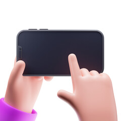 3D hands with phone, 3D rendering illustration