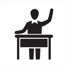 Businessman, training or teacher presentation icon. Vector and glyph