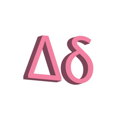 Black delta symbol icon with name. greek alphabet letter. 3D art style