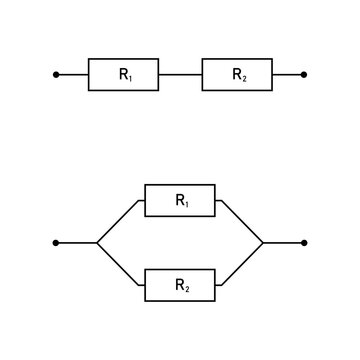 resistance in series and parallel diagram and isolated on white background.