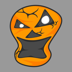 Grumpy orange Halloween pumpkin head