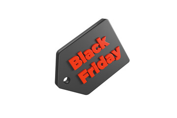 Black friday Promotional label isolated on a white background. 3d illustration.
