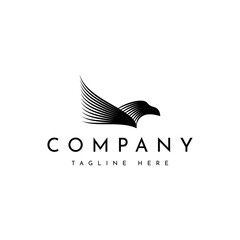eagle head line art with star logo design