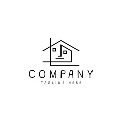 abstract face house logo design. art house logo design