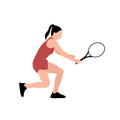 Woman playing tennis - Tenniswoman - Various pose of tennis isolated on a transparent background - Vector illustration	