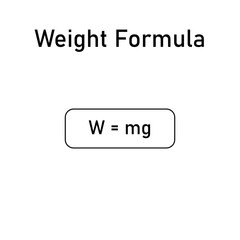 Weight formula. Mass, weight and acceleration of gravity equation.
