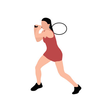 Woman playing tennis - Tenniswoman - Various pose of tennis isolated on a transparent background - Vector illustration	