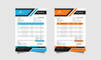 Business money bills or price invoices template. Premium Corporate Professional clean Sales payment Invoice with Tax Design Vector Template