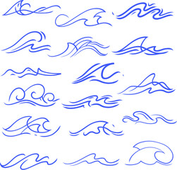 Fototapeta premium set of waves vector hand drawn