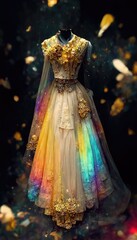 Gorgeous party dress with fancy decor, 3d render