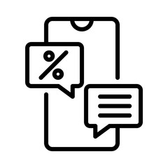 Fototapeta premium Promotion on mobile icon. Outline design. Sale and discounts on smart phone. Smart business marketing. For presentation, graphic design, mobile application.