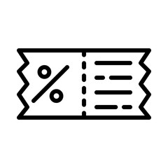Discount coupon icon. Outline design. Super sale coupon discount. Coupon promotion sale. Discount ticket. For presentation, graphic design, mobile application.