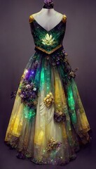 Gorgeous party dress with fancy decor, 3d render