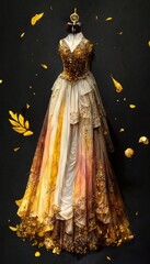 Fototapeta premium Gorgeous party dress with fancy decor, 3d render