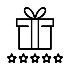 Reward icon. Outline design. Customer gift reward. Reward and winner gift. For presentation, graphic design, mobile application.