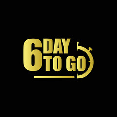 6 day to go Gradient button. Vector stock illustration