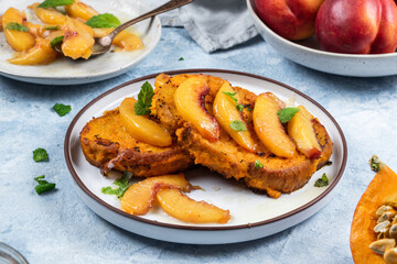 Toasted bread with pumpkin and apricot. Autumn seasonal healthy food recipe