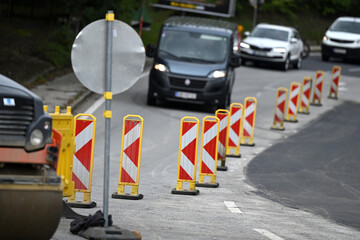 A roadblock at a construction site