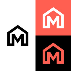 Monogram letter M with real estate logo design vector