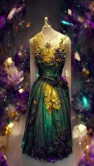 Gorgeous party dress with fancy decor, 3d render