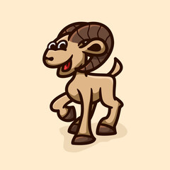Goat sheep cartoon mascot, flat design style