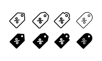 Discount icon set. Discount tag icon in flat style concept.