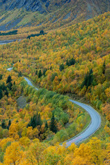Aerial View Of Winding Road Through Mountain - stock photo