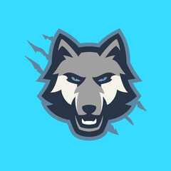 Fox head e-sport cartoon logo design, flat design style