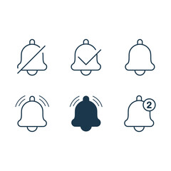  Set of Notification Related Vector Line Icons. Contains such Icons as Mute,