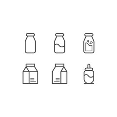 a set of milk and milk bottle icons on a white background