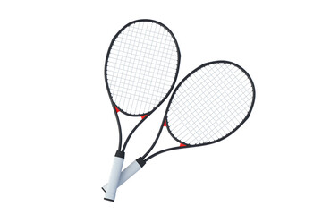 Two tennis racquets isolated on white background. Sports equipments. 3d render