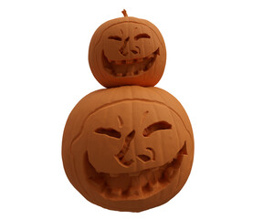3d illustration of Halloween pumpkin top one of other, Halloween background design element