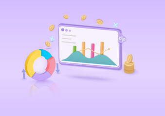 3d financial report chart. new idea icon. Excellent business graph goal for bank, investment, data analysis proactive.