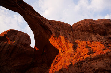 Fototapeta na wymiar Arches national park sunset dramatic rock formations