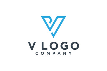 V letter initial logo design line style modern simple minimalist business technology icon symbol
