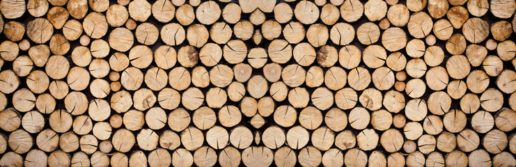 stock of firewood for winter - banner design