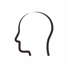 Line art vector image of human head for icon or graphic illustration. Underline brushes. Ascending size of outline.