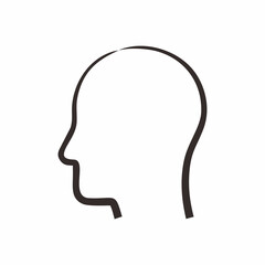 Line art vector image of human head for icon or graphic illustration. Underline brushes. Thick outline.
