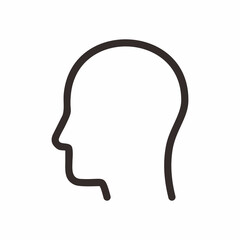 Line art vector image of human head for icon or graphic illustration with thick outline.