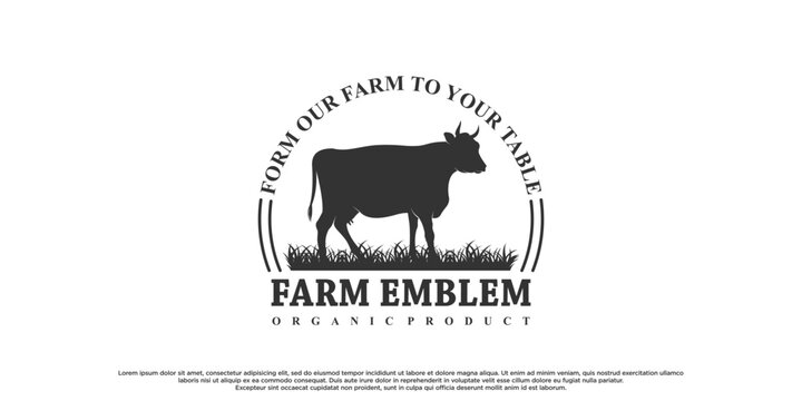 Vector illustration black angus logo design template cow farm Premium Vektor