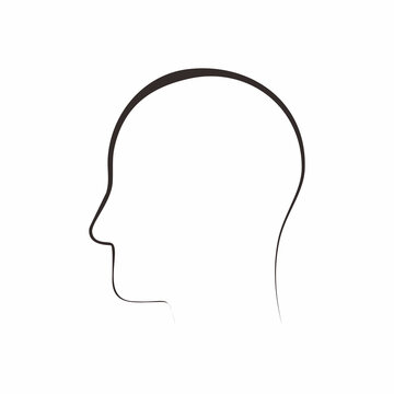 Line art vector image of human head for icon or graphic illustration. Underline brushes. Single line increasing in the middle.