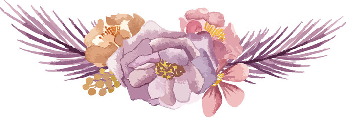 watercolor floral design hard drawn
