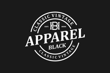 Classic apparel logo design rounded shape badge fashion label frame