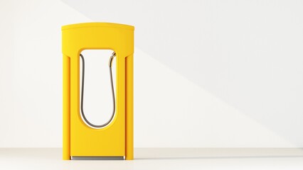 yellow electric vehicle charging station with copy space